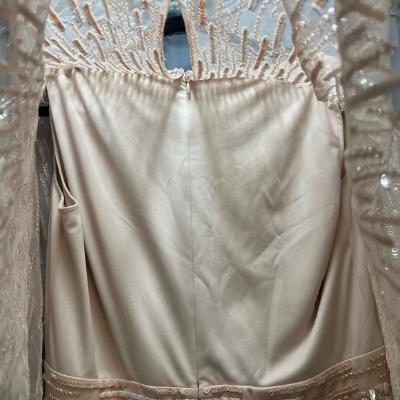 New Mac Duggal 9064 Sequined V Neck Sheath Blush Pink Sleeved Maxi Formal dress - Picture 12 of 17